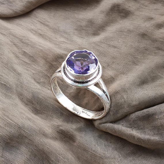Handmade Iolite Ring: 925 Sterling Silver Purple Gemstone Jewelry