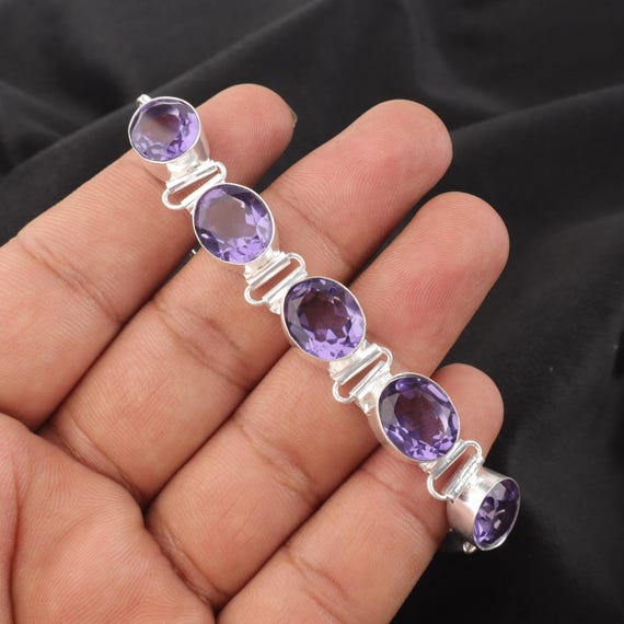 Handmade Iolite Bracelet: Sterling Silver Multi Gemstone Jewelry