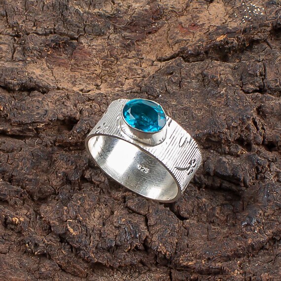 Handmade Apatite Ring: 925 Sterling Silver Blue Gemstone Jewelry
