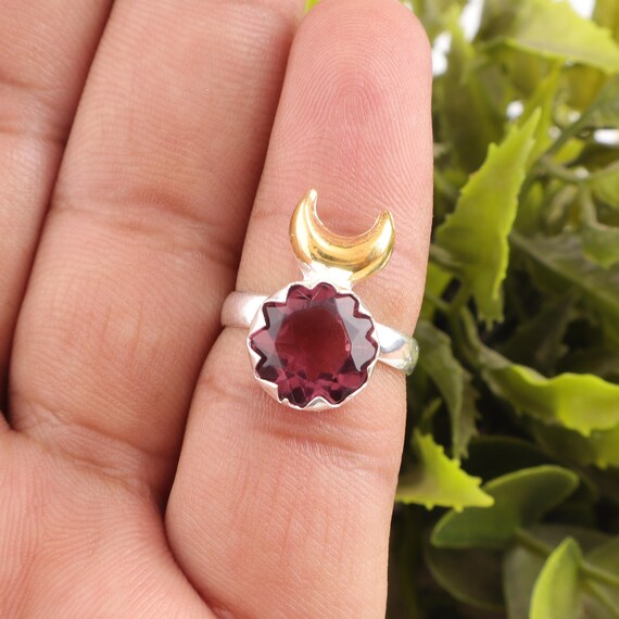 Handmade Rhodolite Ring: 925 Sterling Silver Pink Gemstone Jewelry