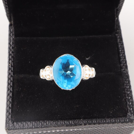 Handmade Swiss Blue Topaz Ring: 925 Sterling Silver Blue Gemstone Jewelry