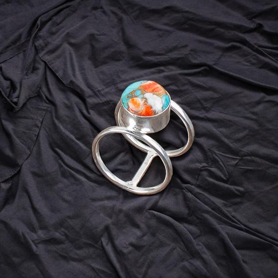 Handmade Spiny Oyster Ring: 925 Sterling Silver Gemstone Jewelry