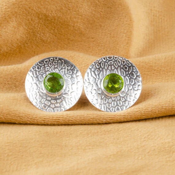 Peridot Dangle Earrings: Handmade 925 Sterling Silver Gemstone