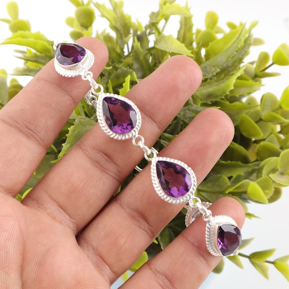 Handmade Amethyst Bracelet: Sterling Silver Multi Gemstone Jewelry