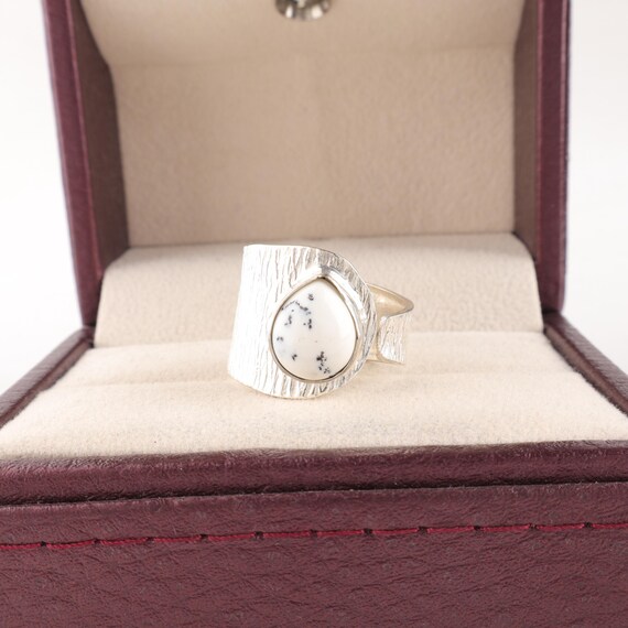 Handmade Dendrite Opal Ring: 925 Sterling Silver Fire Gemstone Jewelry