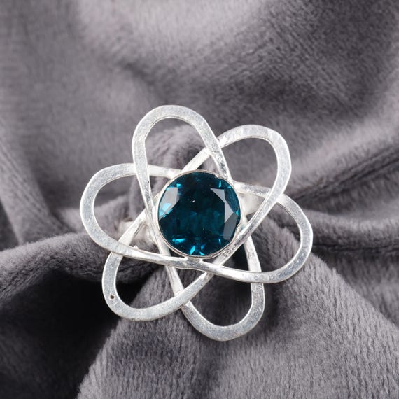 Handmade Apatite Ring: 925 Sterling Silver Blue Gemstone Jewelry
