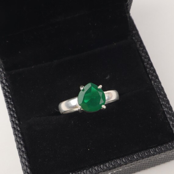 Handmade Green Onyx Ring: 925 Sterling Silver Green Gemstone Jewelry