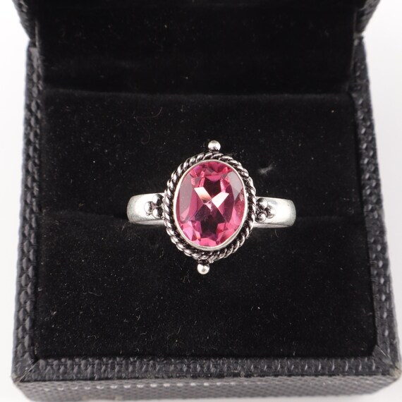 Handmade Pink Tourmaline Ring: 925 Sterling Silver Pink Gemstone Jewelry