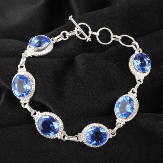 Handmade Tanzanite Bracelet: Sterling Silver Multi Gemstone Jewelry