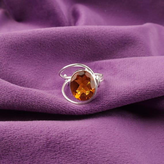 Handmade Citrine Ring: 925 Sterling Silver Yellow Gemstone Jewelry