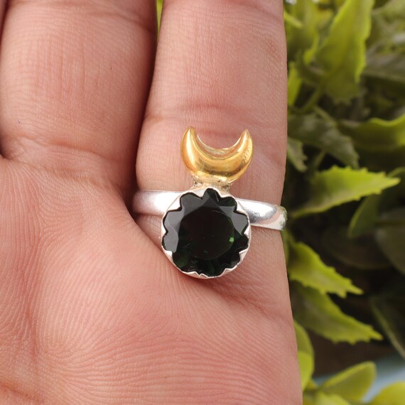 Handmade Green Tourmaline Ring: 925 Sterling Silver Green Gemstone Jewelry
