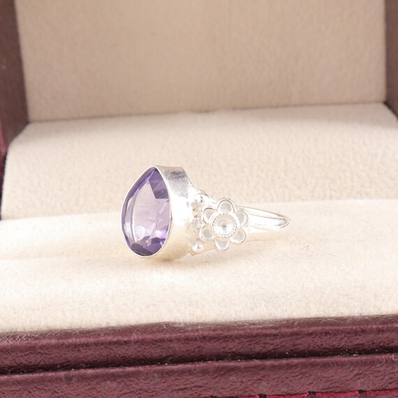 Handmade Iolite Ring: 925 Sterling Silver Purple Gemstone Jewelry