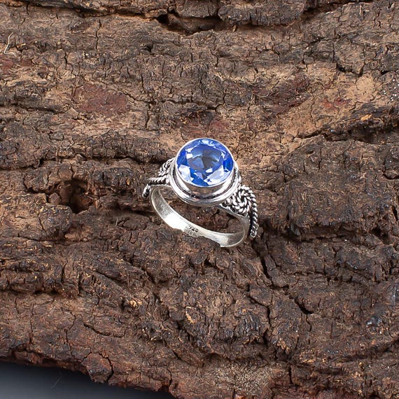 Handmade Tanzanite Ring: 925 Sterling Silver Blue Gemstone Jewelry