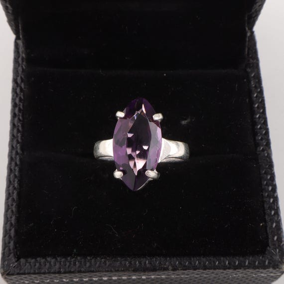 Handmade Amethyst Ring: 925 Sterling Silver Purple Gemstone Jewelry
