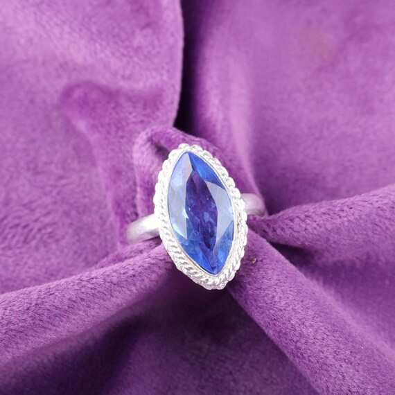 Handmade Tanzanite Ring: 925 Sterling Silver Blue Gemstone Jewelry
