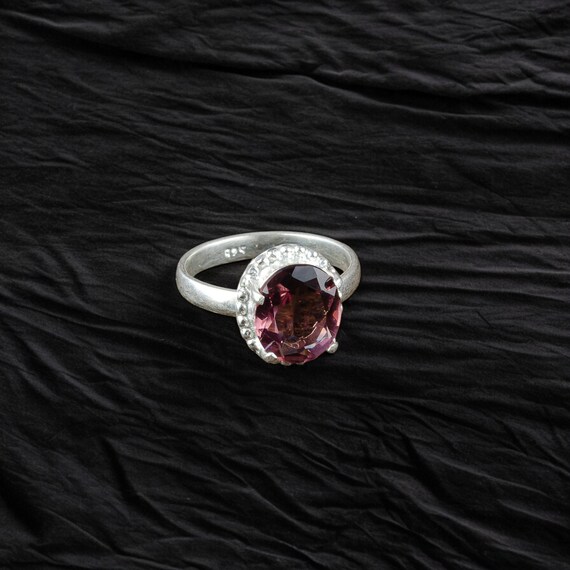 Handmade Rhodolite Ring: 925 Sterling Silver Pink Gemstone Jewelry