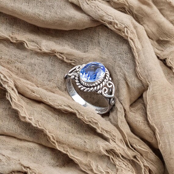 Handmade Tanzanite Ring: 925 Sterling Silver Blue Gemstone Jewelry
