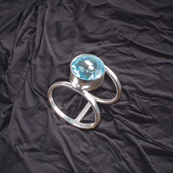 Handmade Sky Blue Topaz Ring: 925 Sterling Silver Blue Gemstone Jewelry