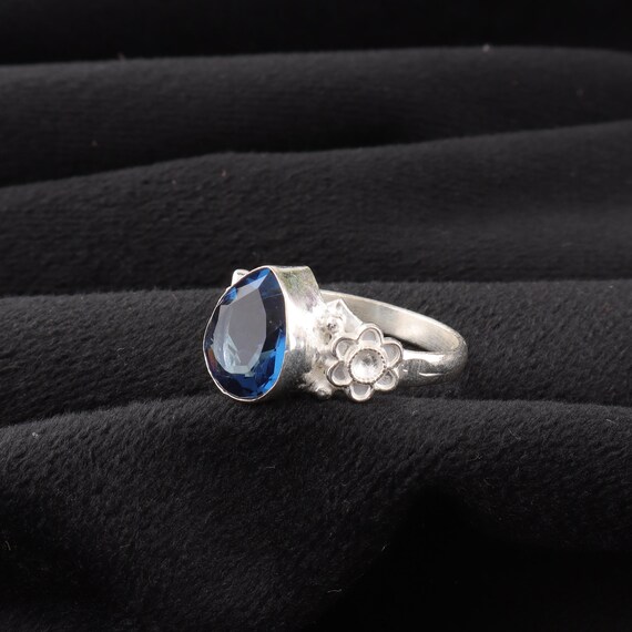 Handmade London Blue Topaz Ring: 925 Sterling Silver Blue Gemstone Jewelry
