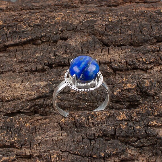 Handmade Lapis Lazuli Ring: 925 Sterling Silver Blue Gemstone Jewelry