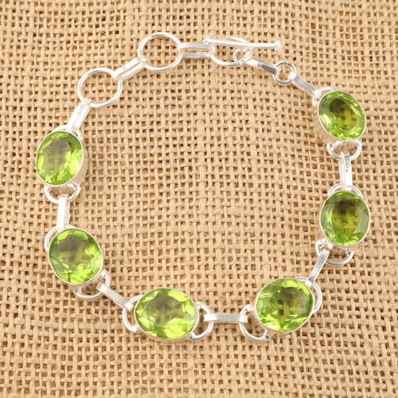 Handmade Peridot Bracelet: Sterling Silver Multi Gemstone Jewelry