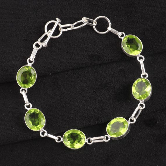 Handmade Peridot Bracelet: Sterling Silver Multi Gemstone Jewelry
