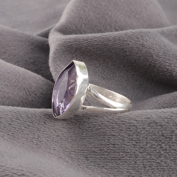 Handmade Iolite Ring: 925 Sterling Silver Purple Gemstone Jewelry