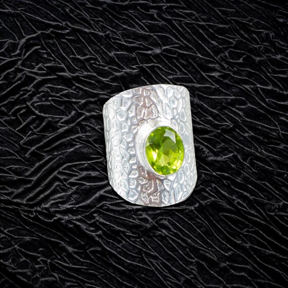 Handmade Peridot Ring: 925 Sterling Silver Green Gemstone Jewelry