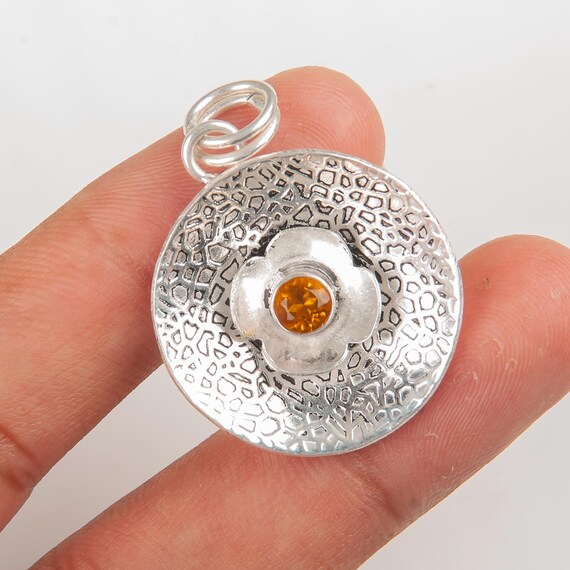 Handmade Citrine Pendant: 925 Sterling Silver Gemstone Jewelry
