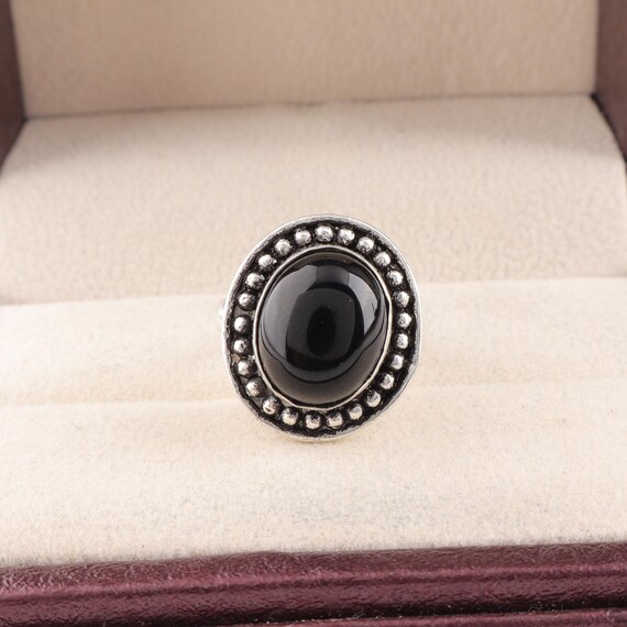 Handmade Black Tourmaline Ring: 925 Sterling Silver Black Gemstone Jewelry