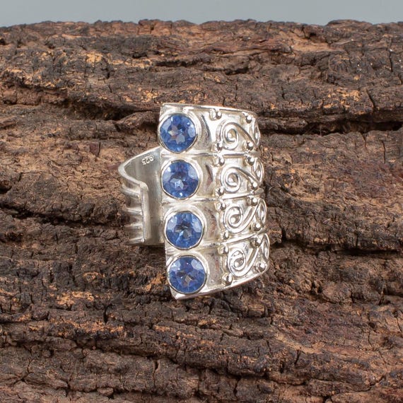 Handmade Tanzanite Ring: 925 Sterling Silver Blue Gemstone Jewelry