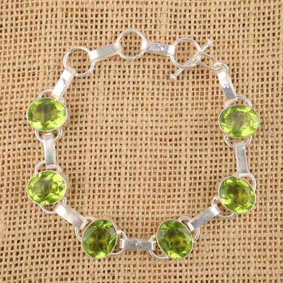 Handmade Peridot Bracelet: Sterling Silver Multi Gemstone Jewelry