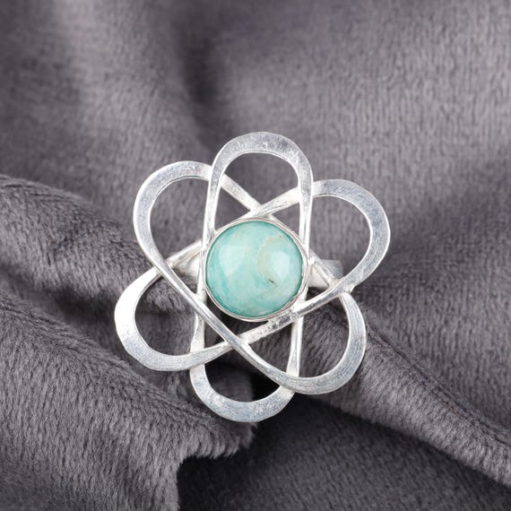 Handmade Amazonite Ring: 925 Sterling Silver Blue Gemstone Jewelry