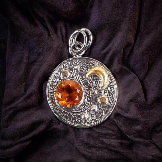 Handmade Citrine Pendant: 925 Sterling Silver Gemstone Jewelry
