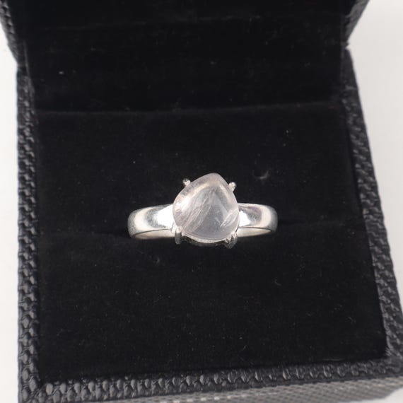 Handmade Rose Quartz Ring: 925 Sterling Silver Pink Gemstone Jewelry