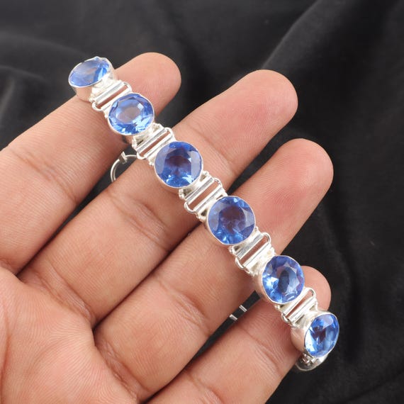 Handmade Tanzanite Bracelet: Sterling Silver Multi Gemstone Jewelry