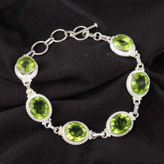 Handmade Peridot Bracelet: Sterling Silver Multi Gemstone Jewelry