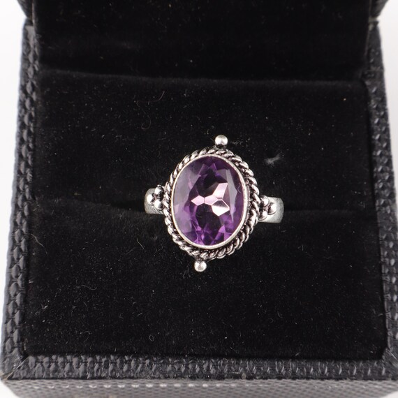 Handmade Amethyst Ring: 925 Sterling Silver Purple Gemstone Jewelry