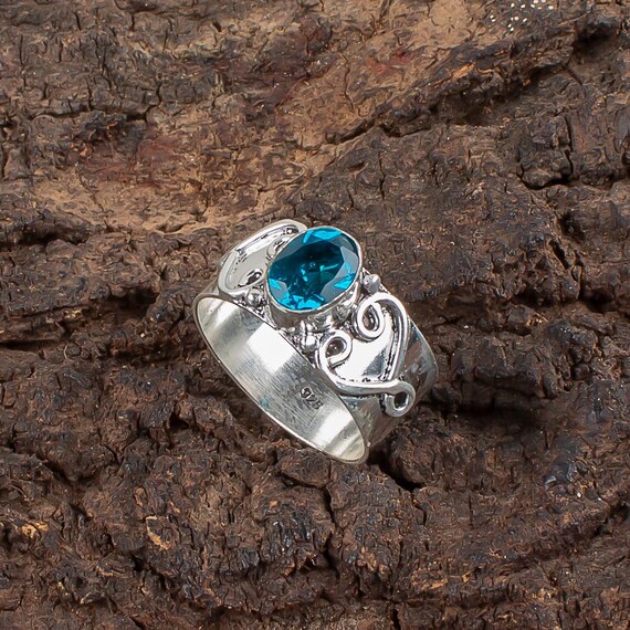 Handmade Apatite Ring: 925 Sterling Silver Blue Gemstone Jewelry
