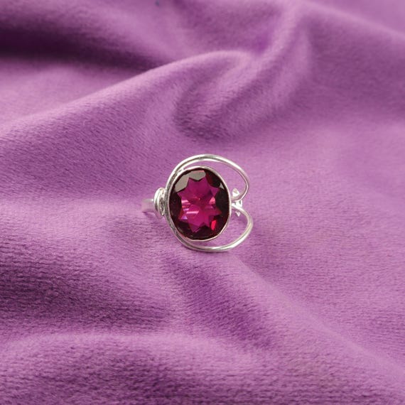 Handmade Pink Rubellite Ring: 925 Sterling Silver Pink Gemstone Jewelry