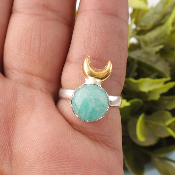 Handmade Amazonite Ring: 925 Sterling Silver Blue Gemstone Jewelry