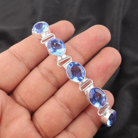 Handmade Tanzanite Bracelet: Sterling Silver Multi Gemstone Jewelry