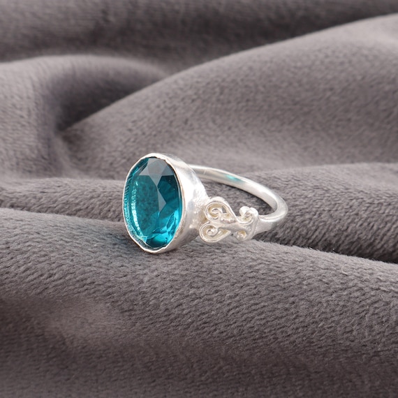 Handmade Apatite Ring: 925 Sterling Silver Blue Gemstone Jewelry