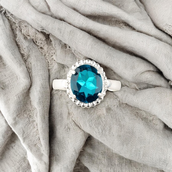 Handmade Apatite Ring: 925 Sterling Silver Blue Gemstone Jewelry