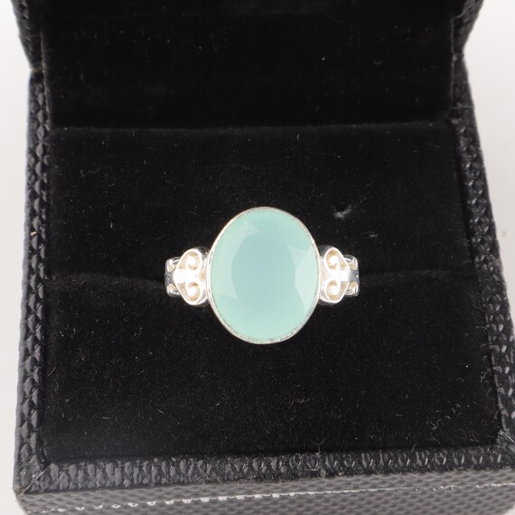 Handmade Aqua Chalcedony Ring: 925 Sterling Silver Pink Gemstone Jewelry
