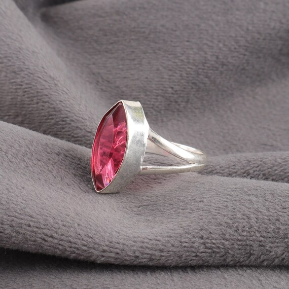 Handmade Pink Rubellite Ring: 925 Sterling Silver Pink Gemstone Jewelry