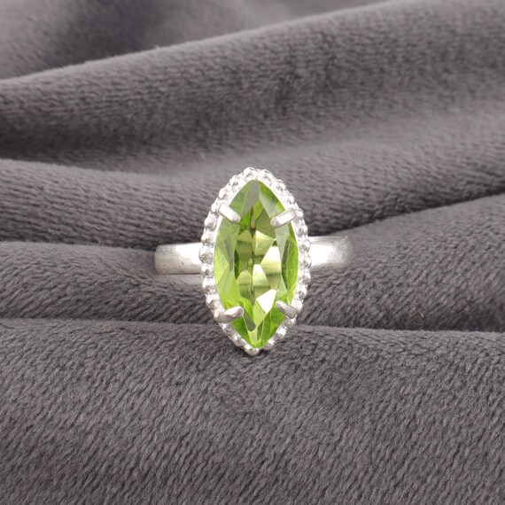 Handmade Peridot Ring: 925 Sterling Silver Green Gemstone Jewelry