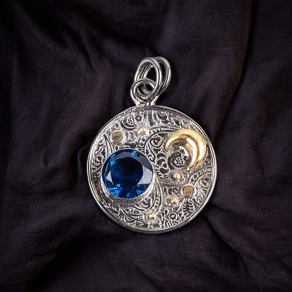 Handmade London Blue Topaz Pendant: 925 Sterling Silver Gemstone Jewelry