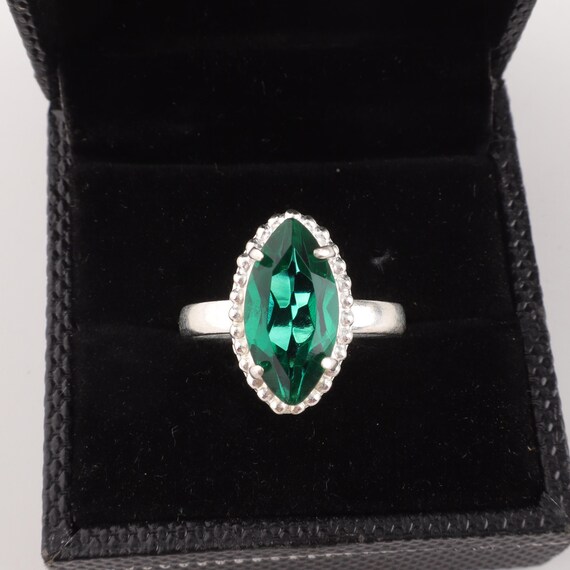Handmade Emerald Ring: 925 Sterling Silver Green Gemstone Jewelry