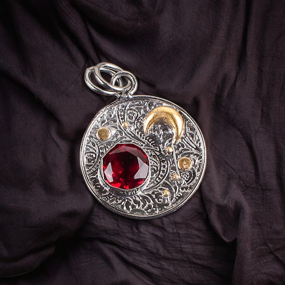 Handmade Garnet Pendant: 925 Sterling Silver Gemstone Jewelry